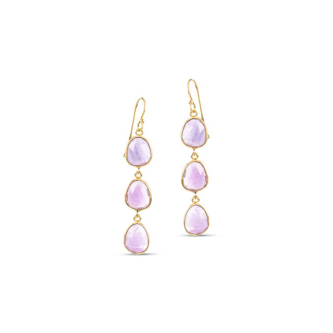 Sophia Triple Amethyst Dangle Earrings from Amadeus