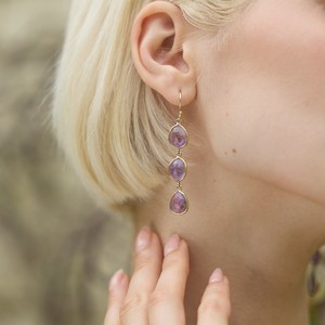 Sophia Triple Amethyst Dangle Earrings from Amadeus