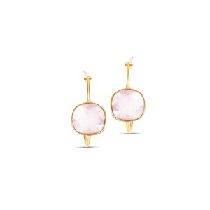 Sophia Pink Quartz Gold Hoop Earrings from Amadeus