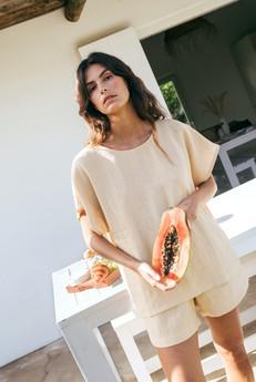 Pajama set CLOUD NINE in Mustard via AmourLinen