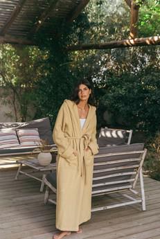 Waffle bathrobe SNUGGLE in Mustard via AmourLinen