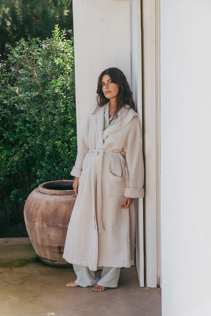 Waffle bathrobe SNUGGLE in Cream from AmourLinen