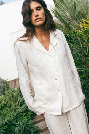 Nightly long sleeve pajama set in White from AmourLinen