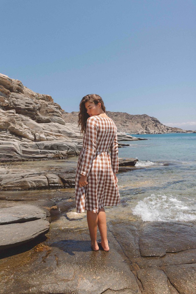 LAPLAND dress in Mocha Gingham from AmourLinen