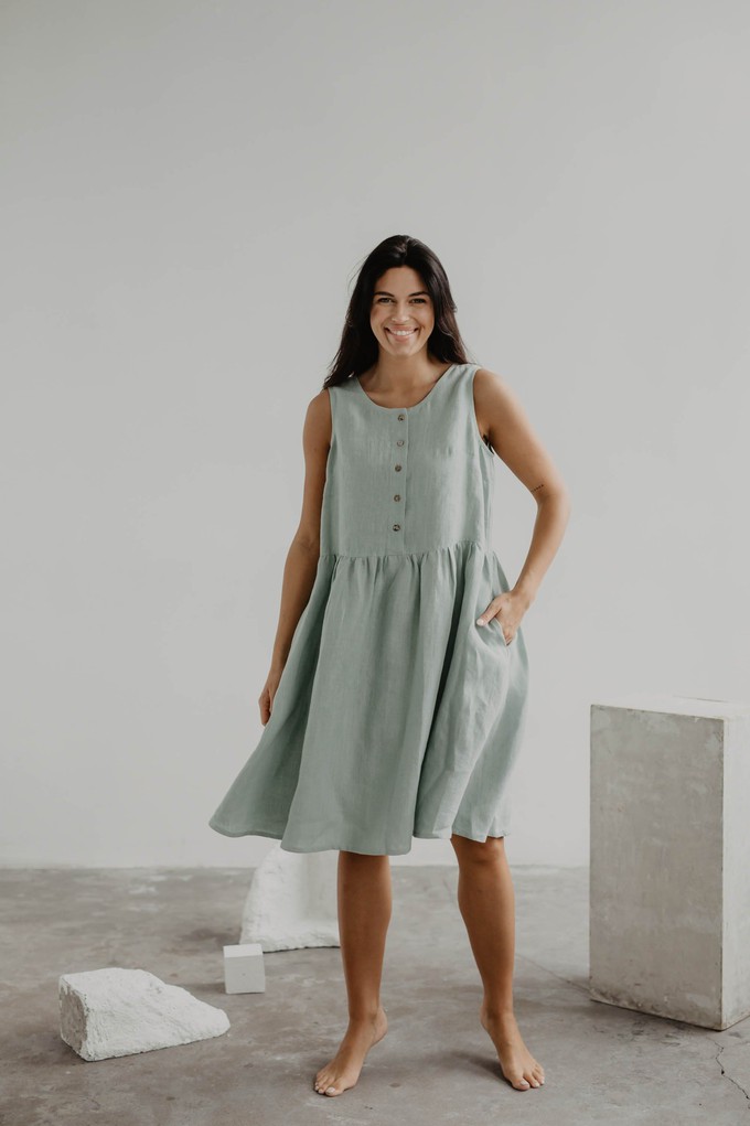HAZEL dress in Sage Green from AmourLinen