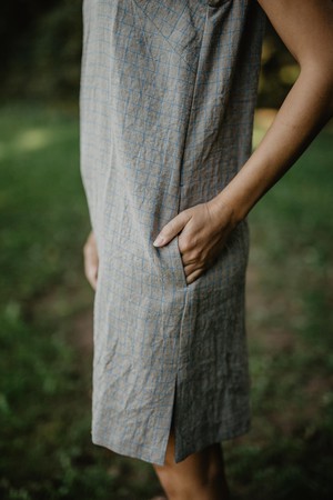 Linen slip dress ZOE in Checkered | sale from AmourLinen