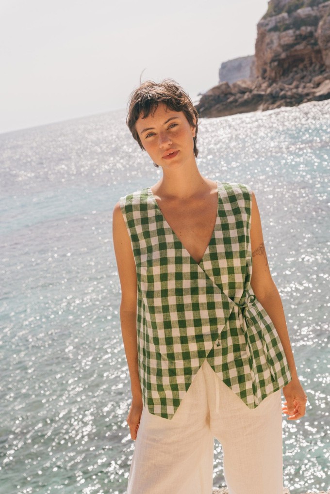 BLANCA top in Green Gingham from AmourLinen