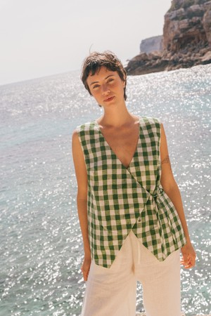 BLANCA top in Green Gingham from AmourLinen
