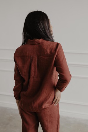 Nigthly long sleeve pajama set in Terracotta from AmourLinen