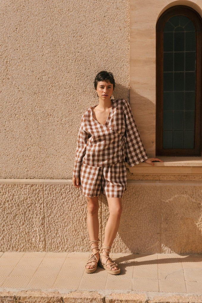 ADELE top in Mocha Gingham from AmourLinen