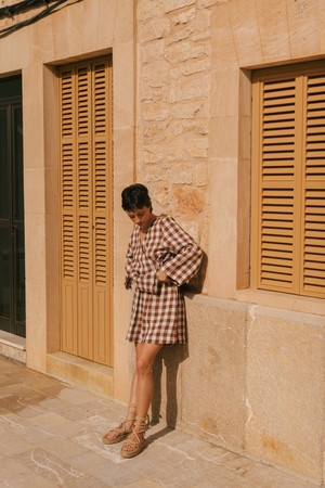 ADELE top in Mocha Gingham from AmourLinen