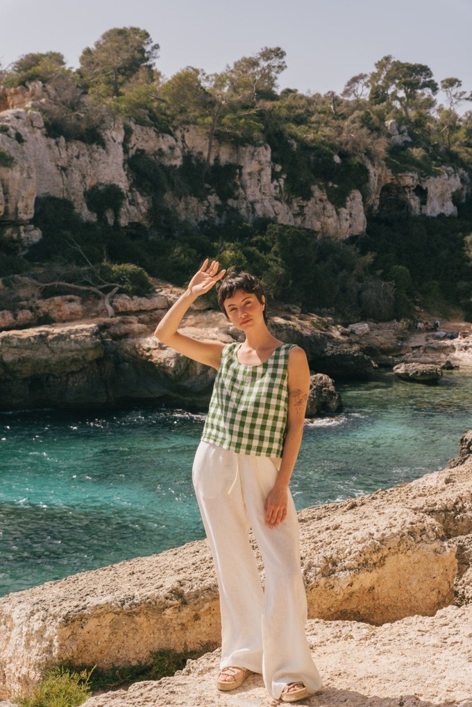 ELLA top in Green Gingham from AmourLinen