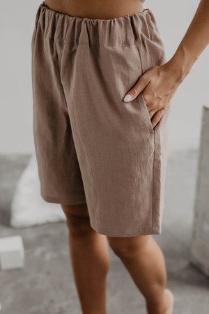 Matilda long linen shorts in Rosy Brown from AmourLinen