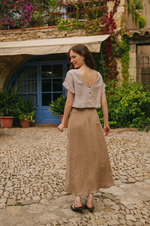 Iris linen wrap skirt in Rosy Brown from AmourLinen