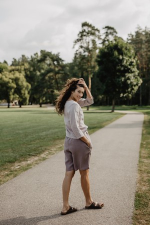 Riga linen top 3/4 sleeves XS/S Cotton Candy | sale from AmourLinen