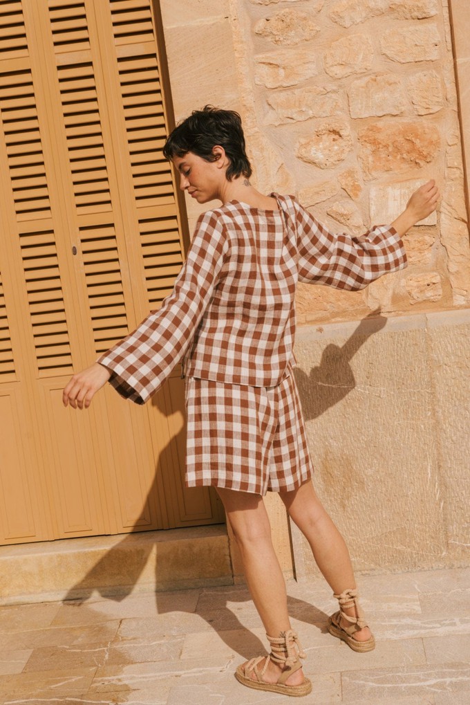 ADELE top in Mocha Gingham from AmourLinen