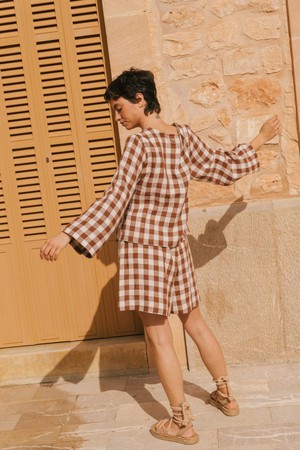 ADELE top in Mocha Gingham from AmourLinen