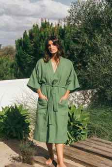 MIDNIGHT bathrobe in Matcha Green via AmourLinen