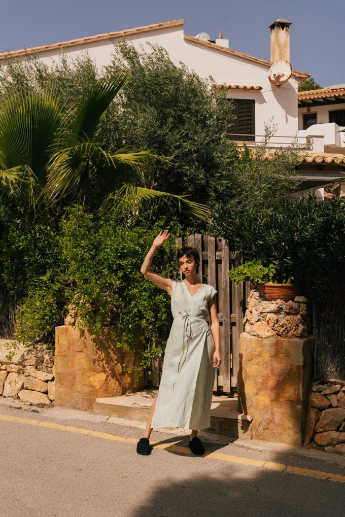 AURORA dress in Sage Green from AmourLinen