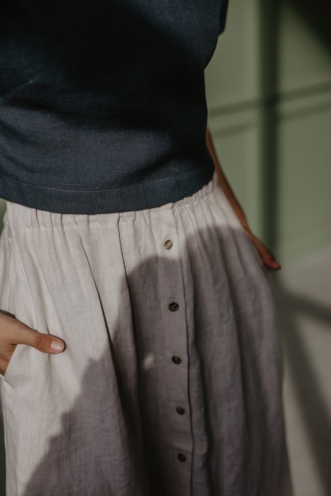 Linen skirt with buttons DAISY S Cream from AmourLinen