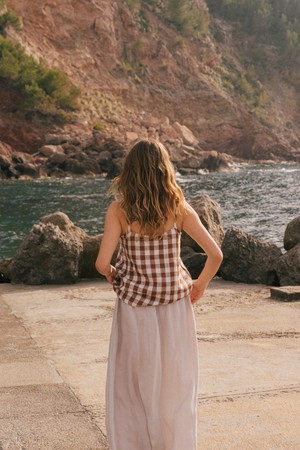 HILO top in Mocha Gingham from AmourLinen