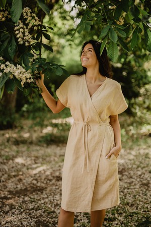 OLIVIA dress in Mustard from AmourLinen