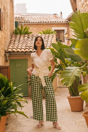 BARBORA pants in Green Gingham from AmourLinen