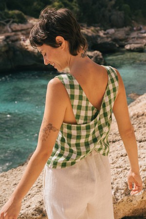 ELLA top in Green Gingham from AmourLinen