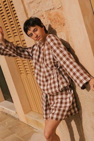ADELE top in Mocha Gingham from AmourLinen