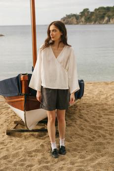Mia linen shorts in Charcoal via AmourLinen