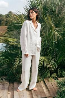 Nightly long sleeve pajama set in White via AmourLinen