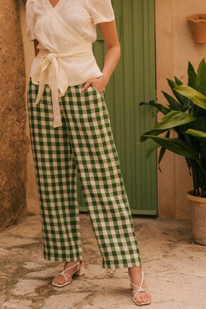 BARBORA pants in Green Gingham from AmourLinen