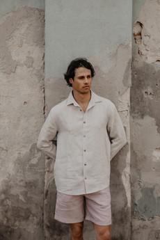 Hector classic linen shirt in Cream via AmourLinen