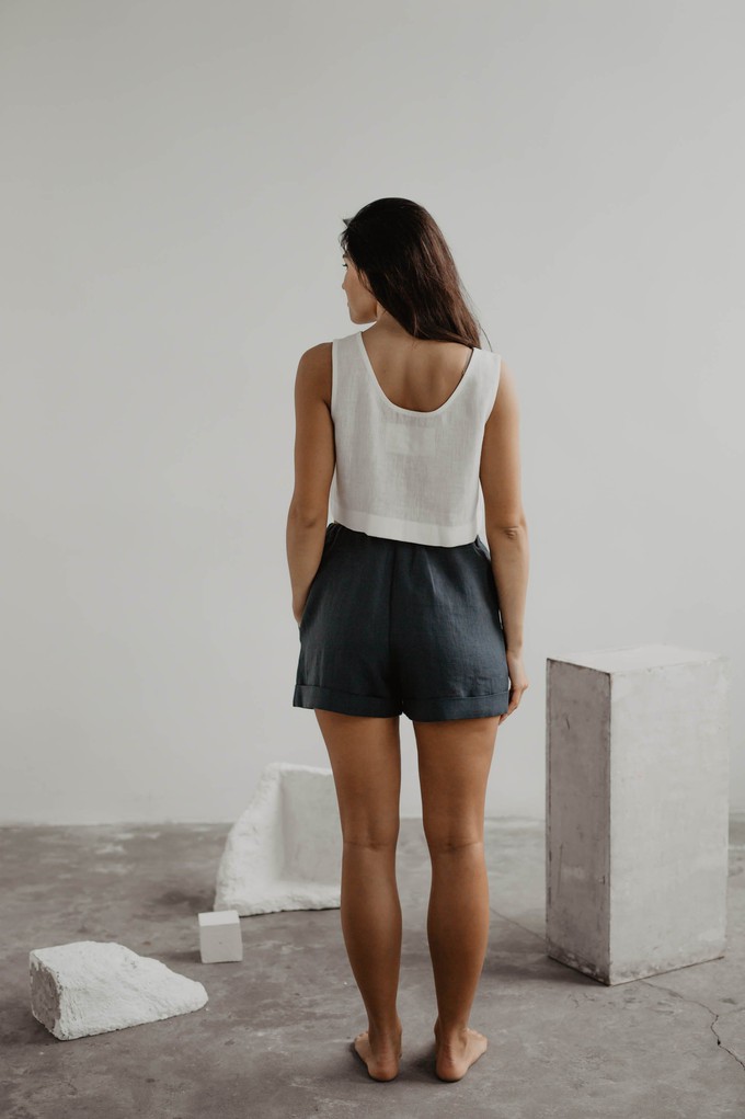 Pippa sleeveless linen crop top in White from AmourLinen
