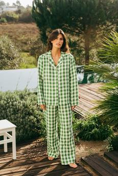 Pajama set NIGHTLY in Green Gingham via AmourLinen