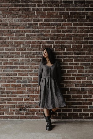 LAPLAND dress in Charcoal from AmourLinen
