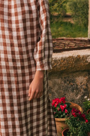 AMALIA dress in Mocha Gingham from AmourLinen