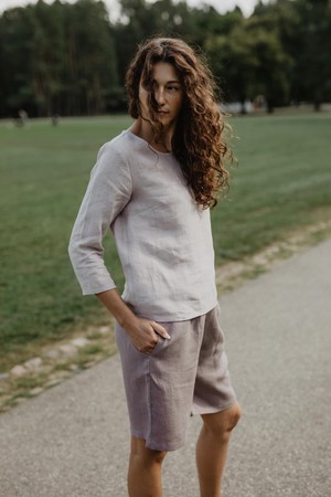Riga linen top 3/4 sleeves XS/S Cotton Candy | sale from AmourLinen