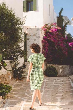 OLIVIA dress in Green Gingham from AmourLinen