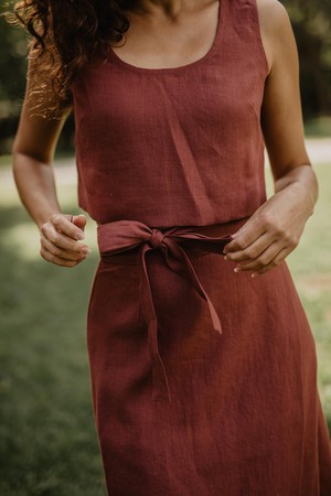 Iris linen wrap skirt in Terracotta from AmourLinen