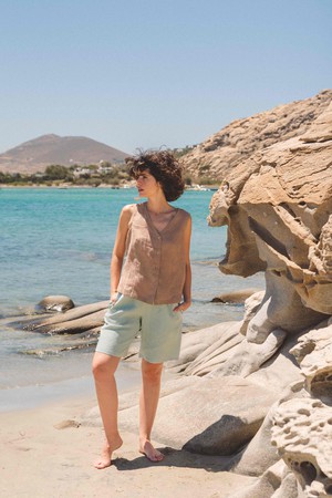 MATILDA shorts in Sage Green from AmourLinen