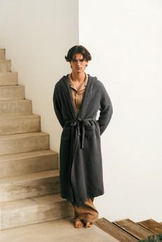Men's waffle bathrobe in Charcoal via AmourLinen