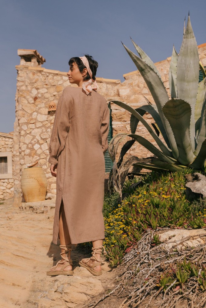 AMALIA dress in Rosy Brown from AmourLinen