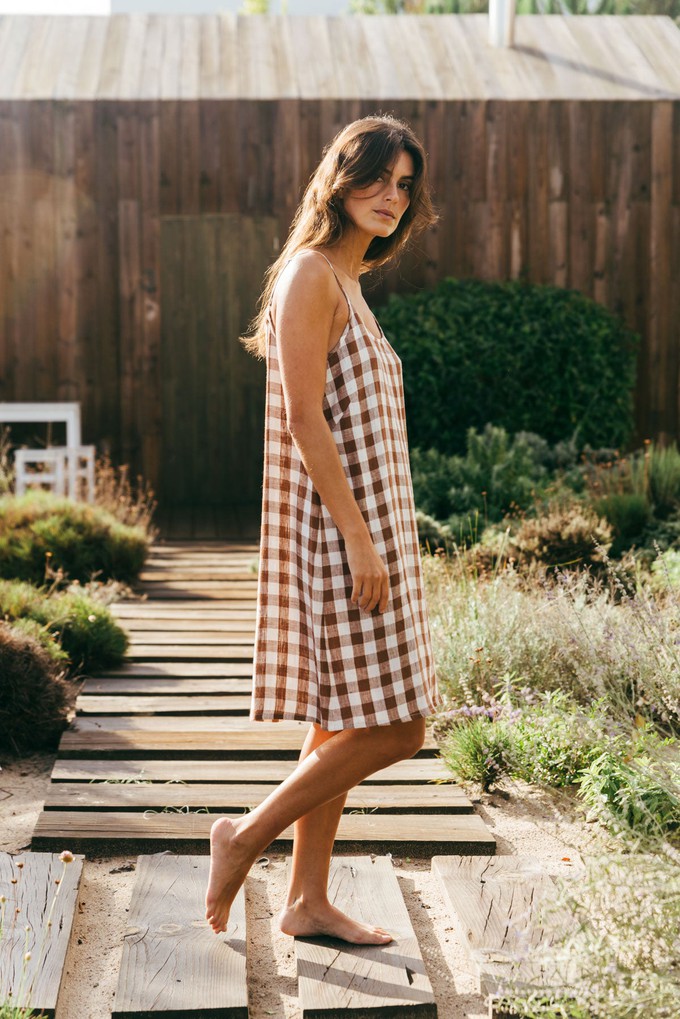 Night gown DREAMY in Mocha Gingham from AmourLinen