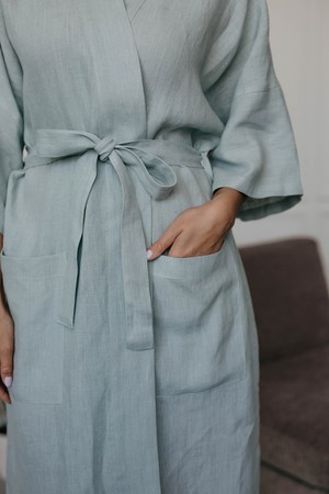 Linen bathrobe Midnight from AmourLinen