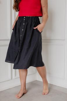 Linen skirt with buttons DAISY XXL Rosy Brown via AmourLinen