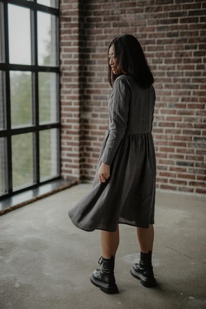 LAPLAND dress in Charcoal from AmourLinen