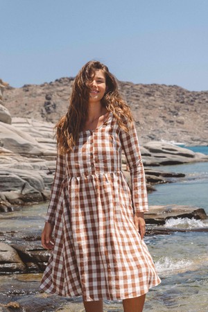 LAPLAND dress in Mocha Gingham from AmourLinen