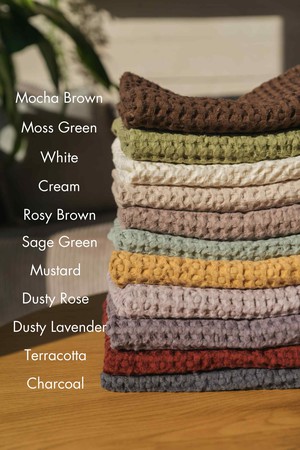Linen waffle bed throw in Sage Green from AmourLinen