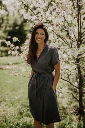 OLIVIA dress in Charcoal from AmourLinen